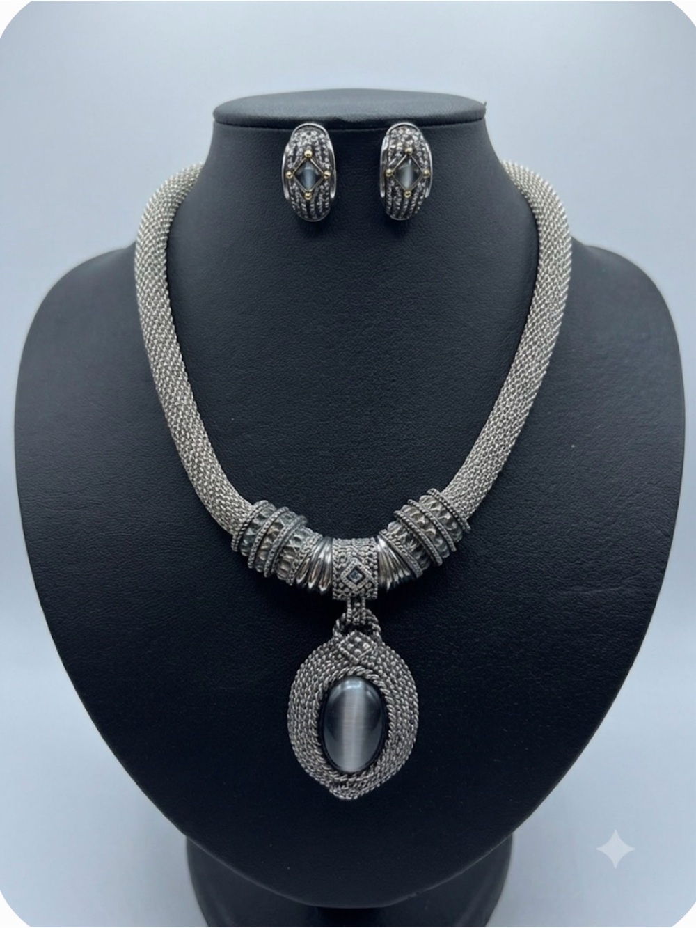 Cabot VTG silver-tone mesh jewelry set
